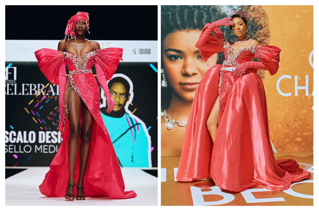 Blue-Mbombo-stuns-at-the-Queen-Charlotte-premiere-in-Scalo African Fashion International